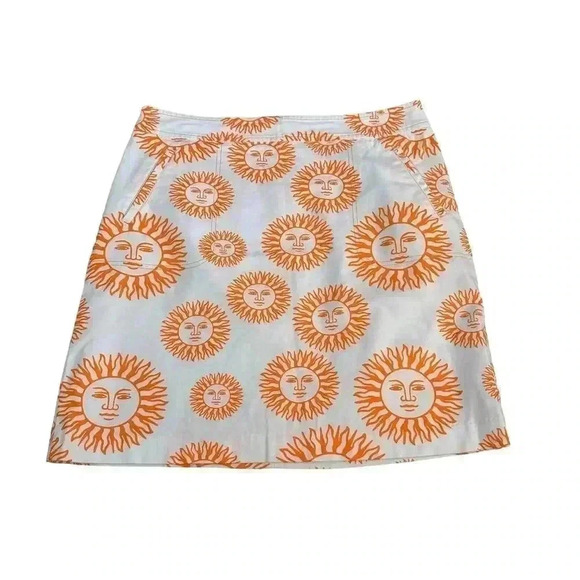 J McLaughlin Orange & White Sun Skirt Size 8 - Picture 5 of 12